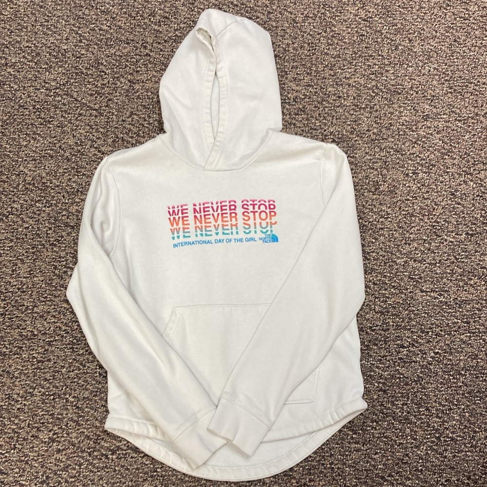 The North Face Teen Girls hooded Sweatshirt Cotton Blend size 14/16 white